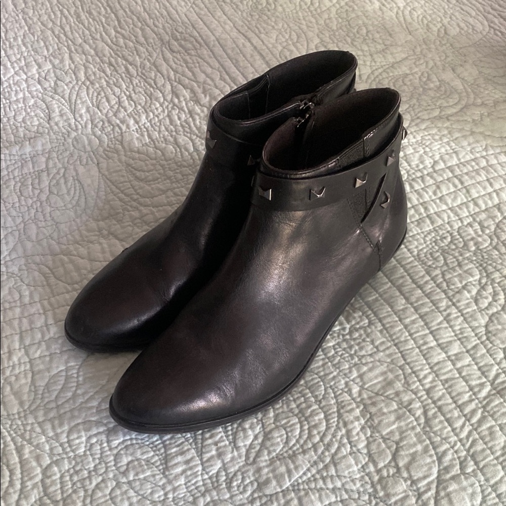 Black Ankle Boots with Studded Detail
